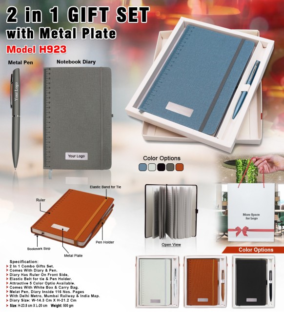 2 in 1 gift set metal pen and notebook diary